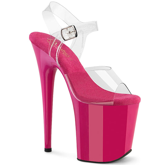 FLAMINGO-808 Pleaser Clear/Hot Pink Sexy Platform Shoes (Pole Dancing Heels)