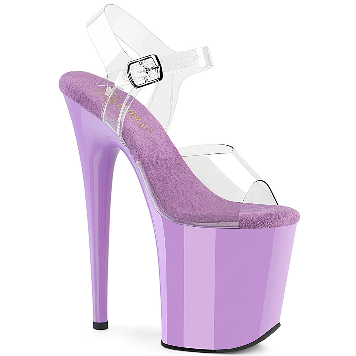 Pleaser FLAMINGO-808 Clear / Lavender Platform Sandals - 8 Inch Heels