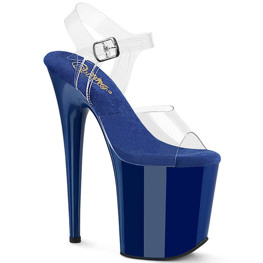 FLAMINGO-808 Pleaser Clear/Royal Blue Sexy Platform Shoes (Pole Dancing Heels)