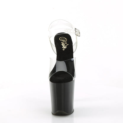 FLAMINGO-808CRS-2 Pleaser Clear Black 8 Inch Dancer Platform Platform Shoes