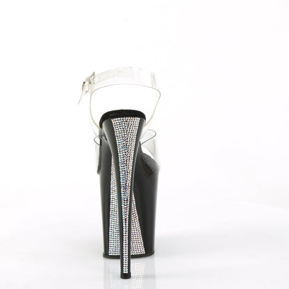 FLAMINGO-808CRS-2 Pleaser Clear Black 8 Inch Dancer Platform Platform Shoes