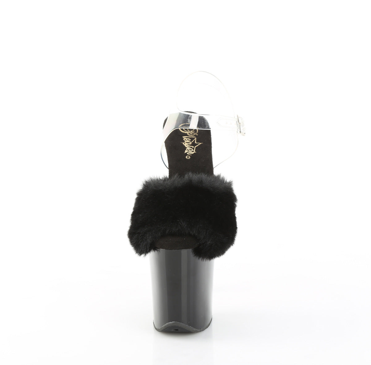 FLAMINGO-808FUR Pleaser Black 8 Inch Pole Dance Platform Shoes