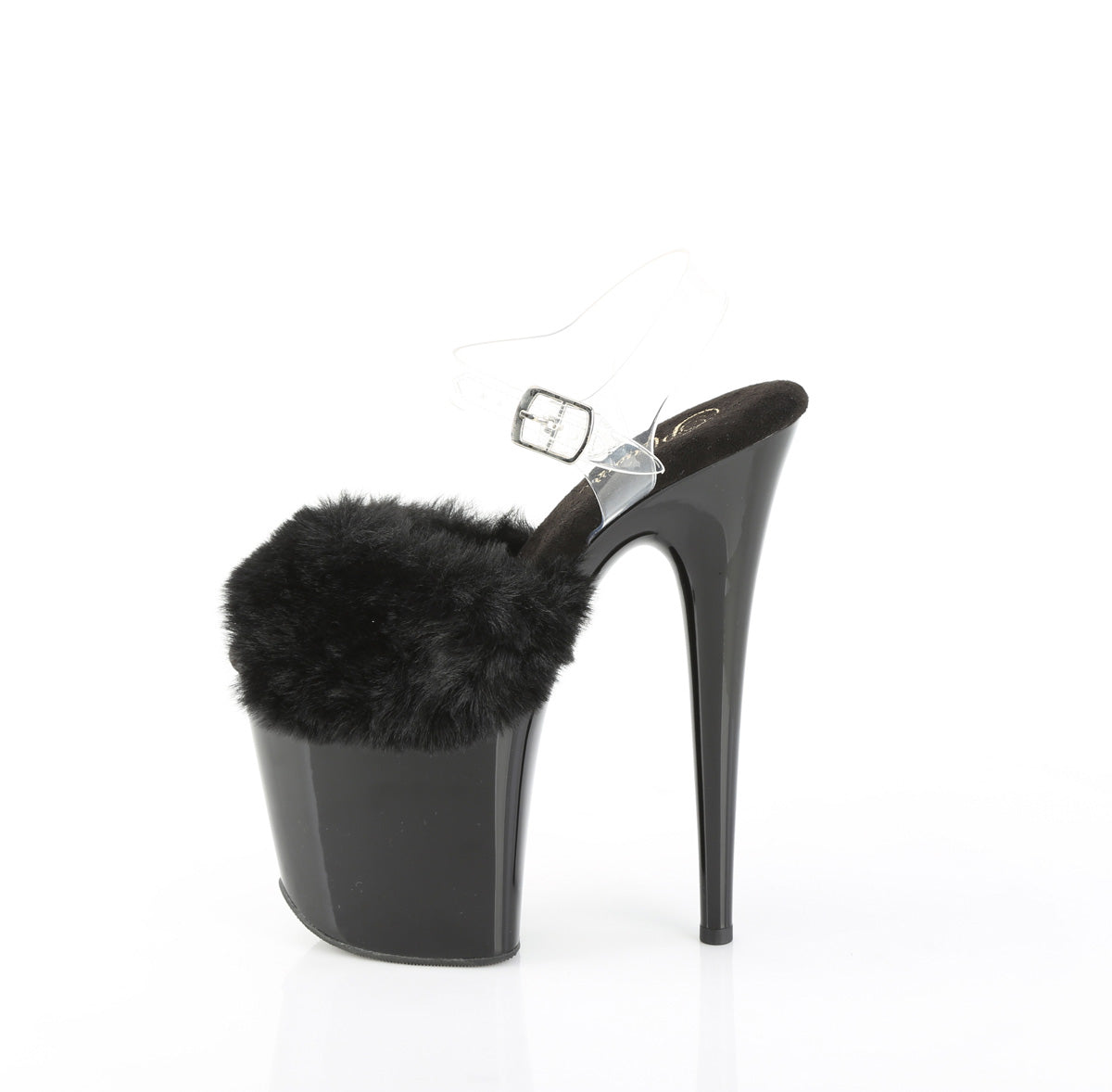 FLAMINGO-808FUR Pleaser Black 8 Inch Pole Dance Platform Shoes