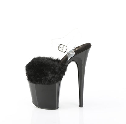 FLAMINGO-808FUR Pleaser Black 8 Inch Pole Dance Platform Shoes