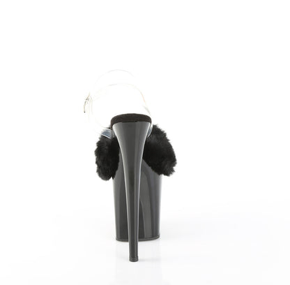 FLAMINGO-808FUR Pleaser Black 8 Inch Pole Dance Platform Shoes