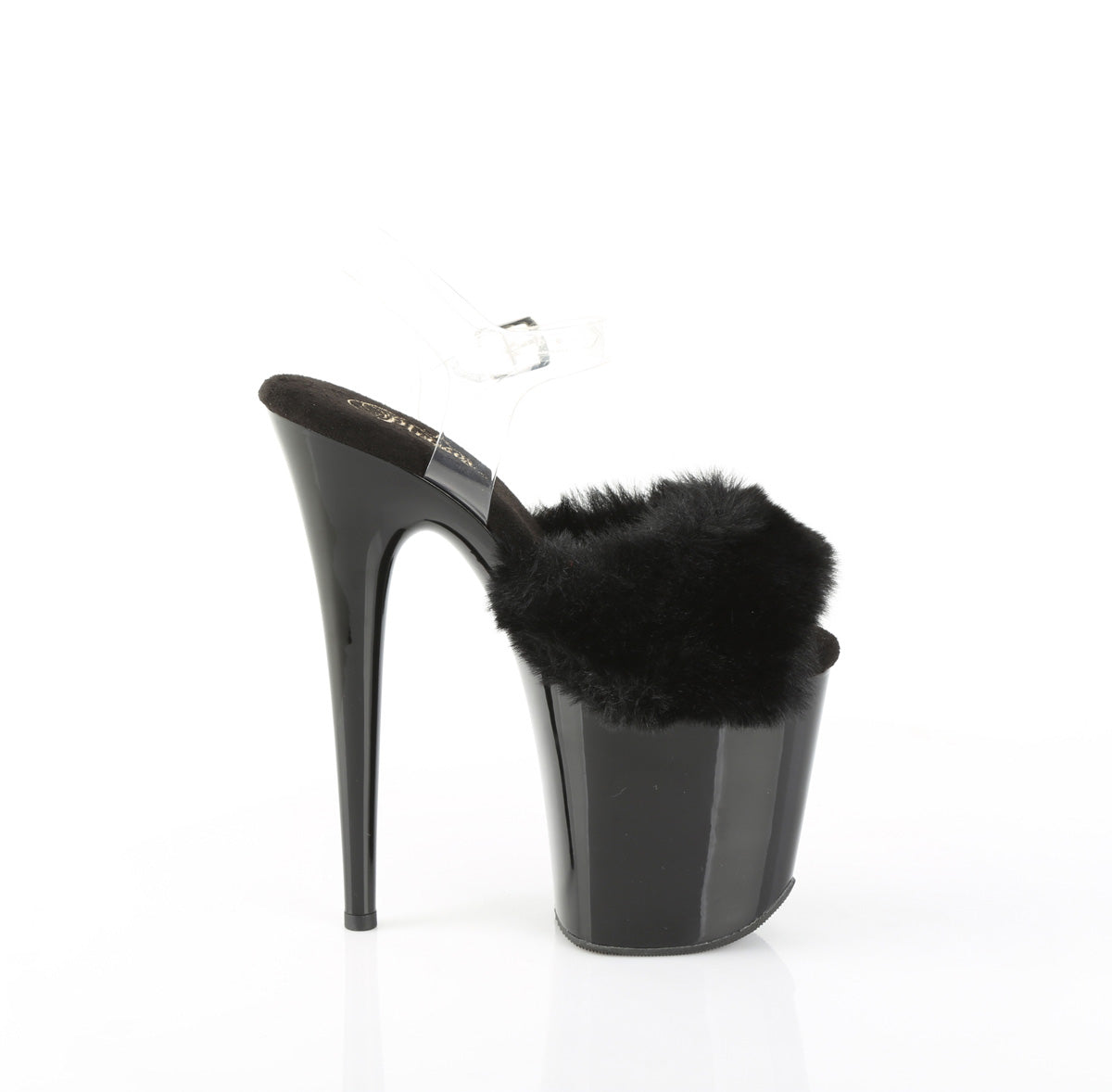 FLAMINGO-808FUR Pleaser Black 8 Inch Pole Dance Platform Shoes