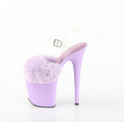 FLAMINGO-808FUR Pleaser Lavender 8 Inch Exotic Dance Platform Shoes