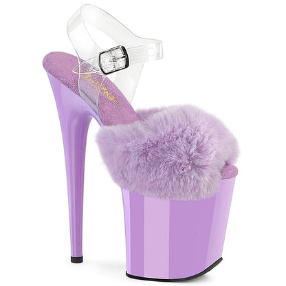 FLAMINGO-808FUR Pleaser Lavender 8 Inch Exotic Dance Platform Shoes Lavender Faux Fur-Clr TPU Lavender