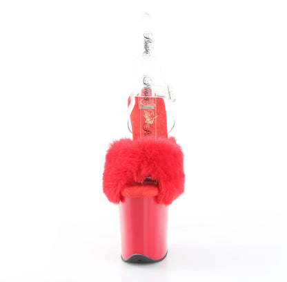 FLAMINGO-808FUR Pleaser Red 8 Inch Strippers Platform Shoes
