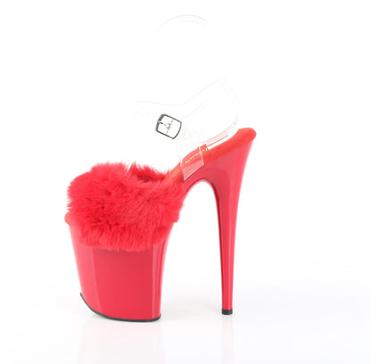 FLAMINGO-808FUR Pleaser Red 8 Inch Strippers Platform Shoes