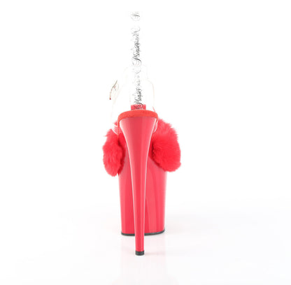 FLAMINGO-808FUR Pleaser Red 8 Inch Strippers Platform Shoes