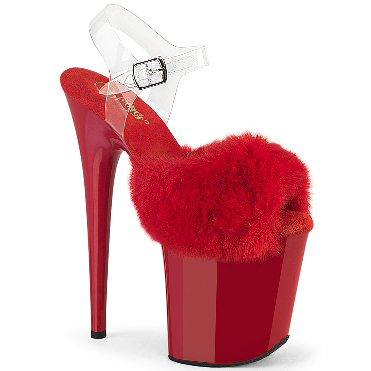 FLAMINGO-808FUR Pleaser Red 8 Inch Strippers Platform Shoes