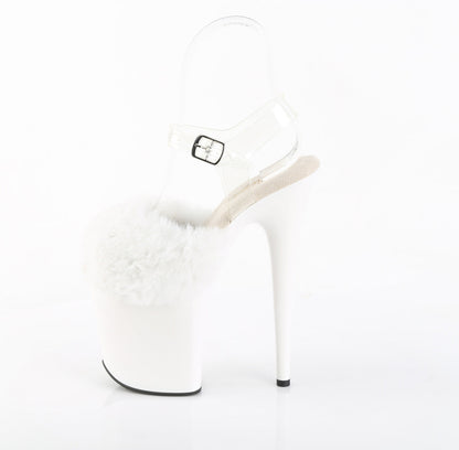 FLAMINGO-808FUR Pleaser White 8 Inch Exotic Dancing Platform Shoes