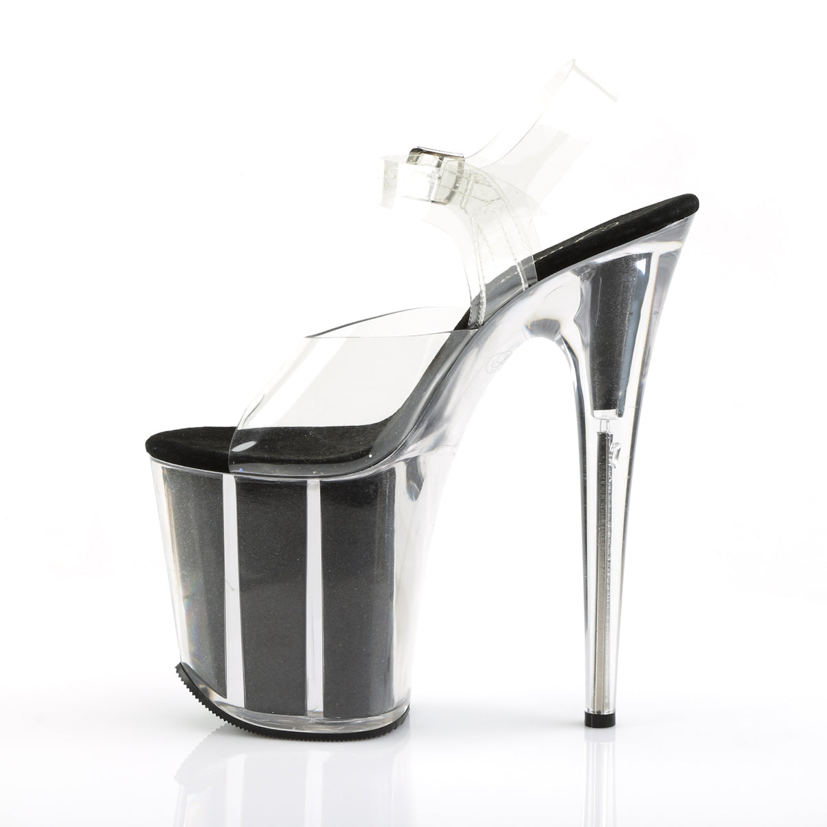 FLAMINGO-808G Pleaser Black Glitter 8 Inch Pole Dance Platform Shoes
