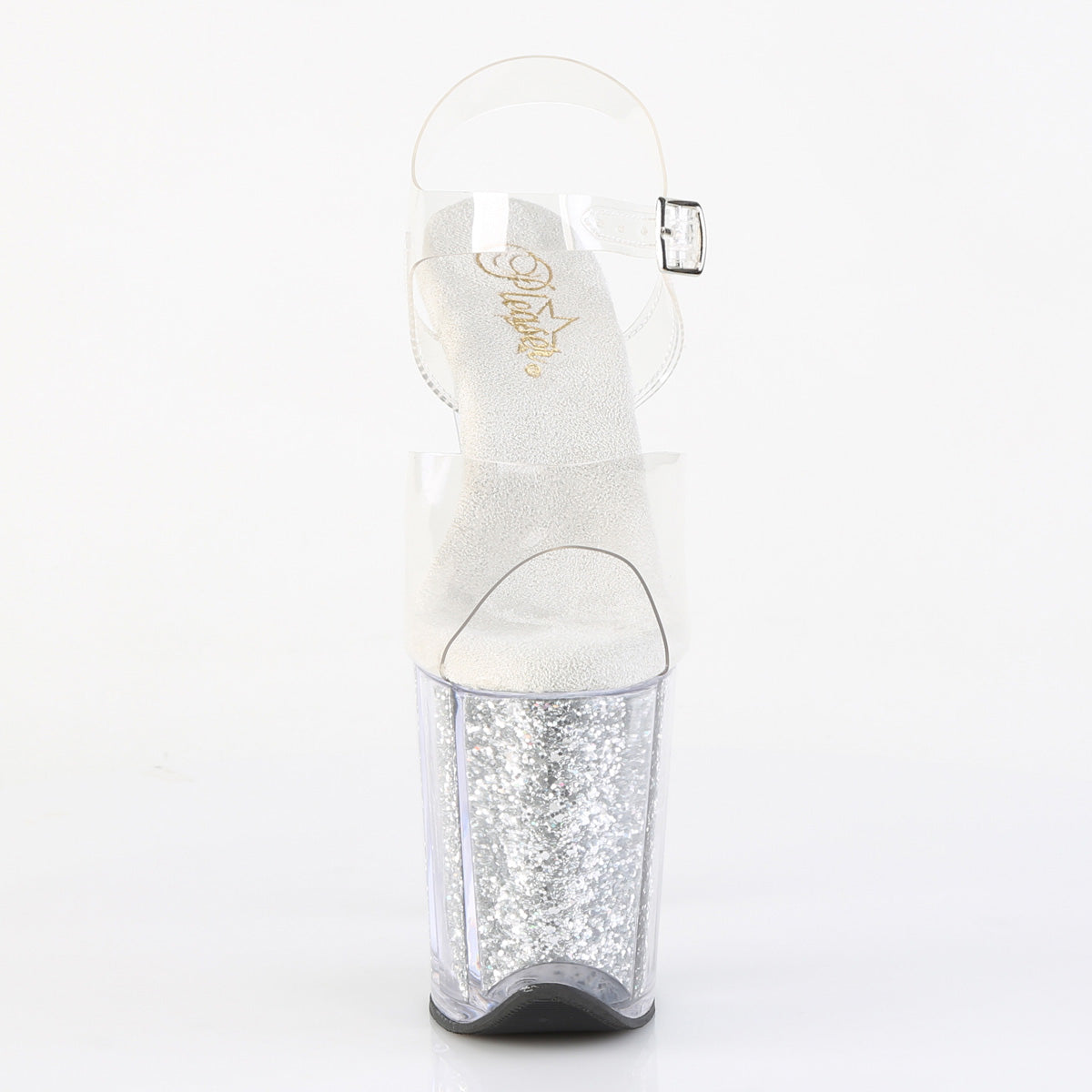 Pleaser FLAMINGO-808G Clear / Silver Multicolour Glitter Glitter Platform Sandals - 8 Inch Heels