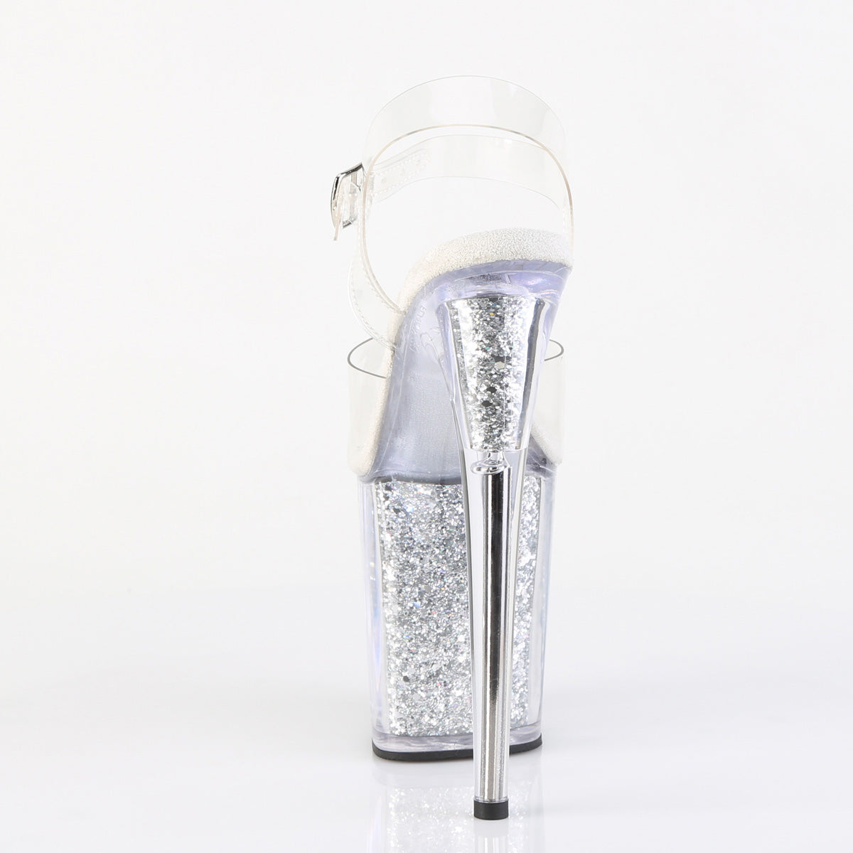 Pleaser FLAMINGO-808G Clear / Silver Multicolour Glitter Glitter Platform Sandals - 8 Inch Heels