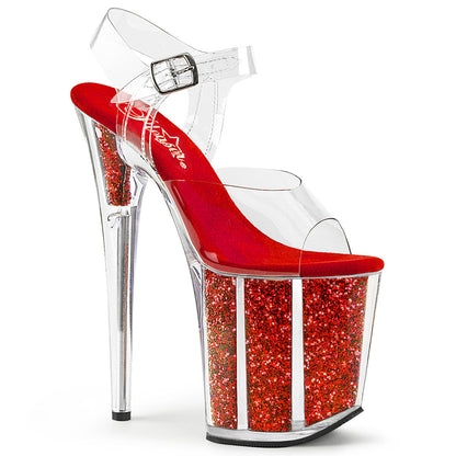 FLAMINGO-808G Pleaser Red Glitter 8 Inch Pole Dancing Platform Shoes
