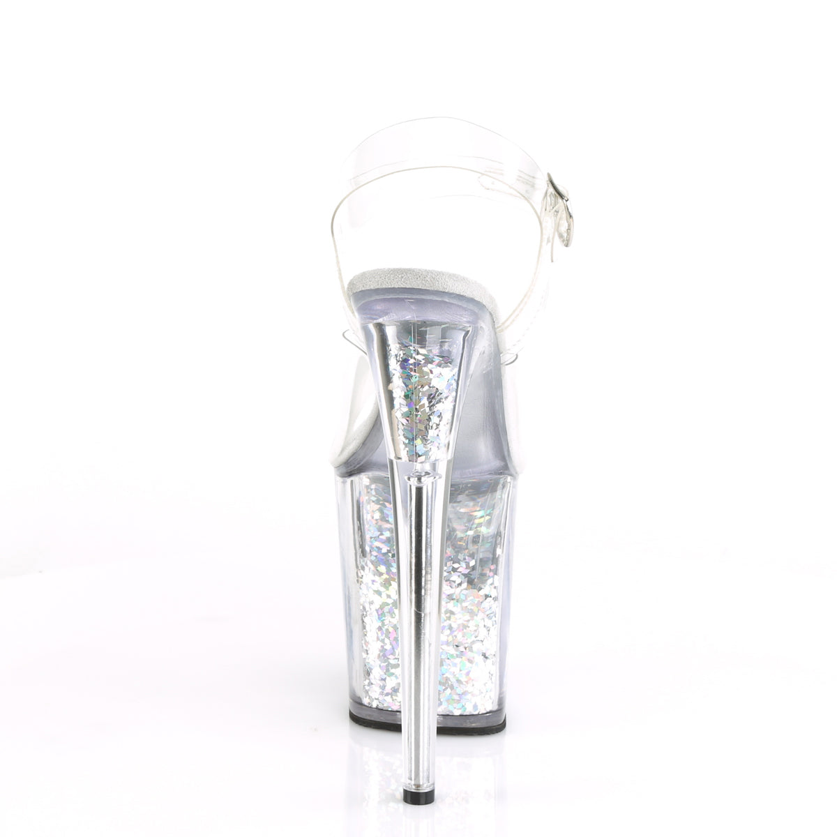 Pleaser FLAMINGO-808GF Clear / Silver Multicolour Glitter Glitter Platform Sandals - 8 Inch Heels