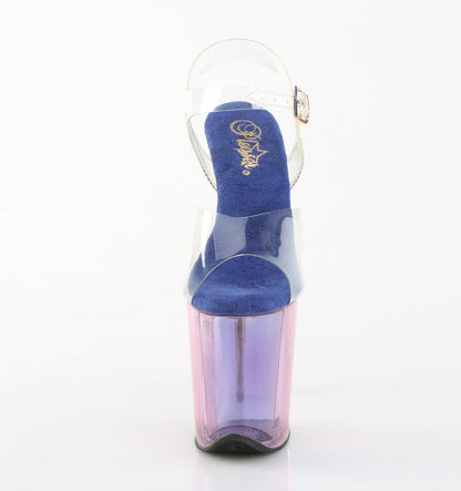 FLAMINGO-808HT Pleaser Blue Multi Tinted 8 Inch Exotic Dancer Platform Shoes