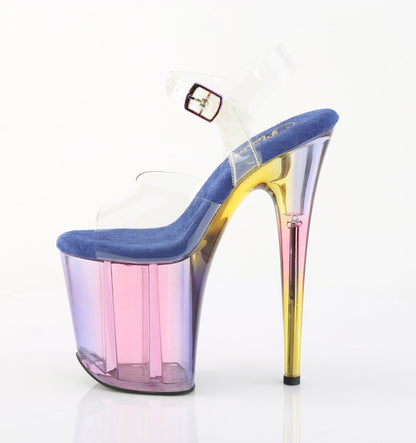 FLAMINGO-808HT Pleaser Blue Multi Tinted 8 Inch Exotic Dancer Platform Shoes