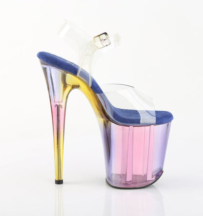 FLAMINGO-808HT Pleaser Blue Multi Tinted 8 Inch Exotic Dancer Platform Shoes