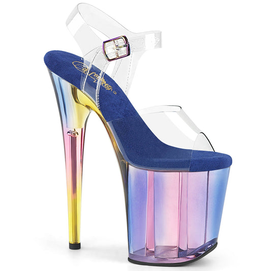 FLAMINGO-808HT Pleaser Clear/Blue Sexy Platform Shoes (Pole Dancing Heels)