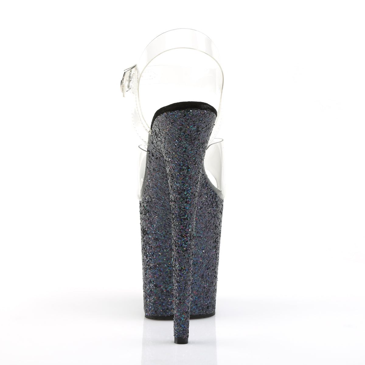 FLAMINGO-808LG Pleaser Black Glitter 8 Inch Pole Dancer Platform Shoes