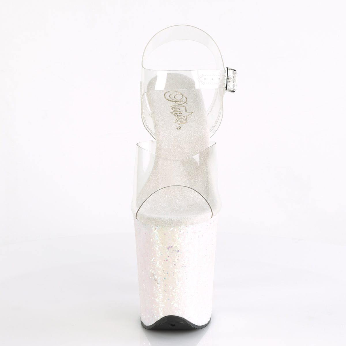 Pleaser FLAMINGO-808LG Clear / Opal Multicolour Glitter Glitter Platform Sandals - 8 Inch Heels