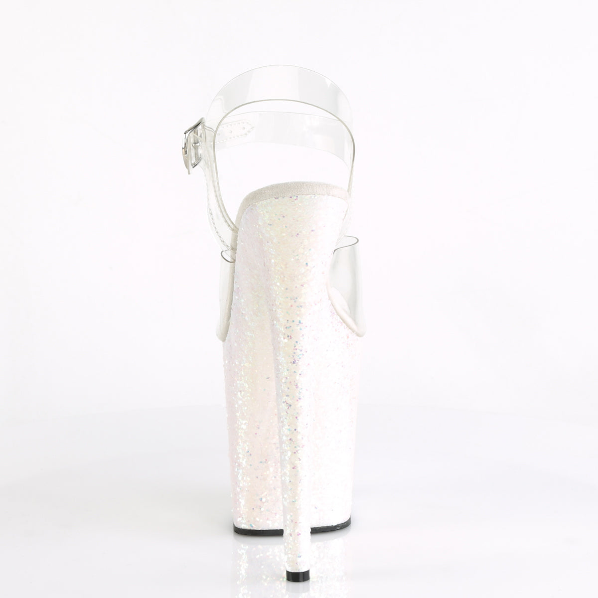 Pleaser FLAMINGO-808LG Clear / Opal Multicolour Glitter Glitter Platform Sandals - 8 Inch Heels