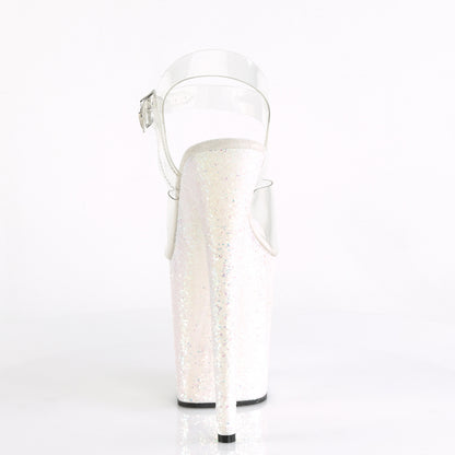 Pleaser FLAMINGO-808LG Clear / Opal Multicolour Glitter Glitter Platform Sandals - 8 Inch Heels
