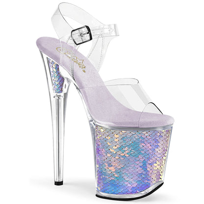 FLAMINGO-808MC Pleaser Lavender 8 Inch Dancer Platform Platform Shoes Clr Lavender Hologram Inserts