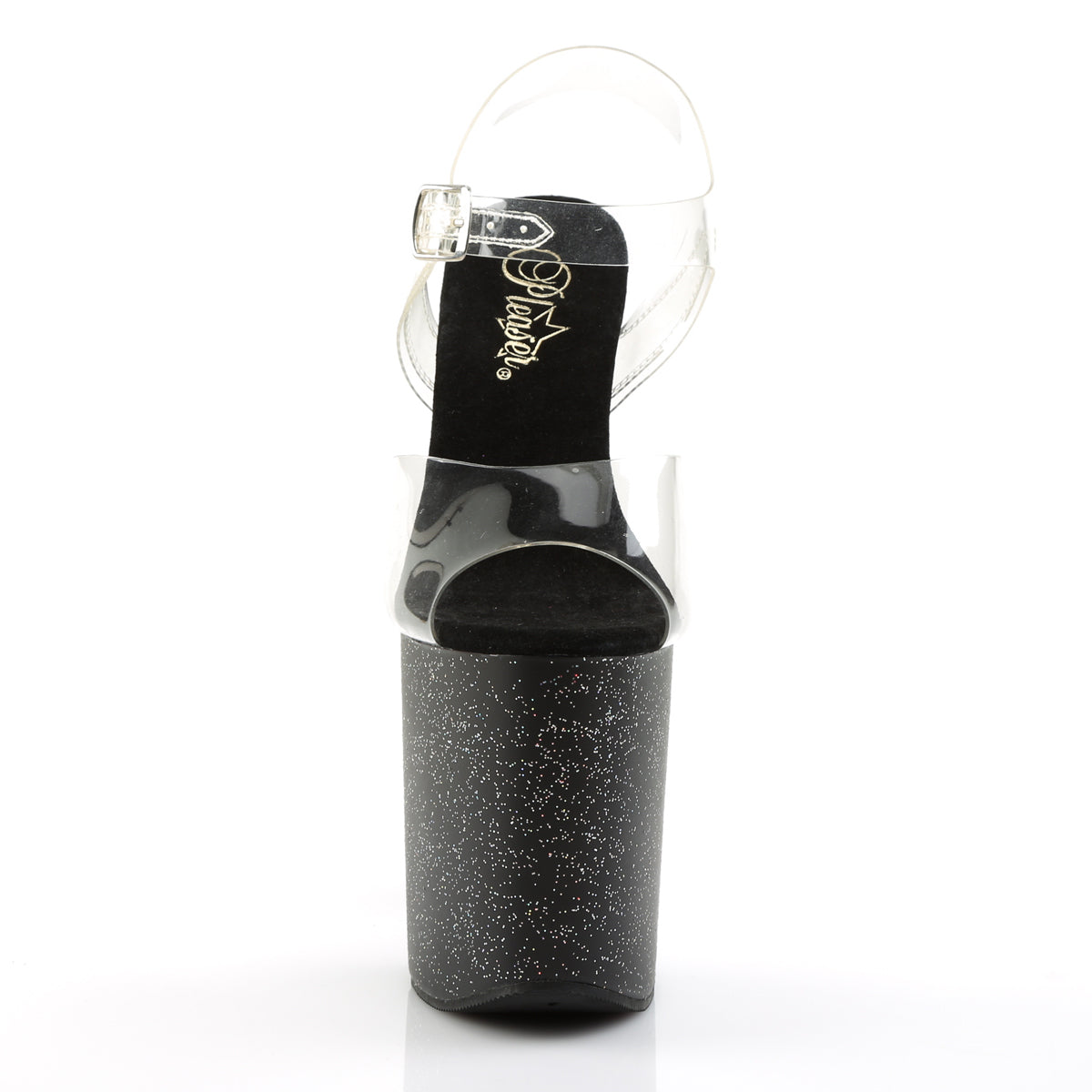 FLAMINGO-808MG Pleaser Clear Black 8 Inch Pole Dance Platform Shoes