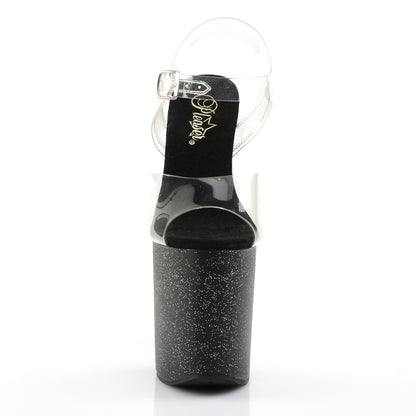 FLAMINGO-808MG Pleaser Clear Black 8 Inch Pole Dance Platform Shoes