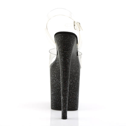 FLAMINGO-808MG Pleaser Clear Black 8 Inch Pole Dance Platform Shoes