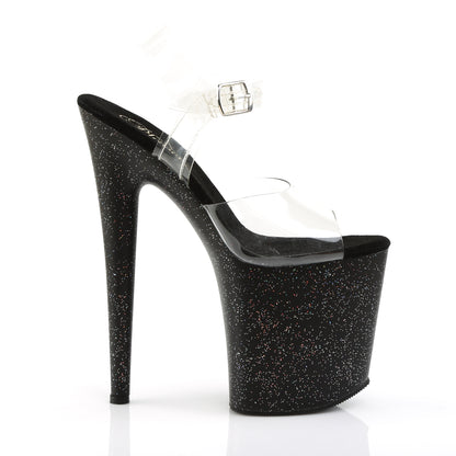 FLAMINGO-808MG Pleaser Clear Black 8 Inch Pole Dance Platform Shoes