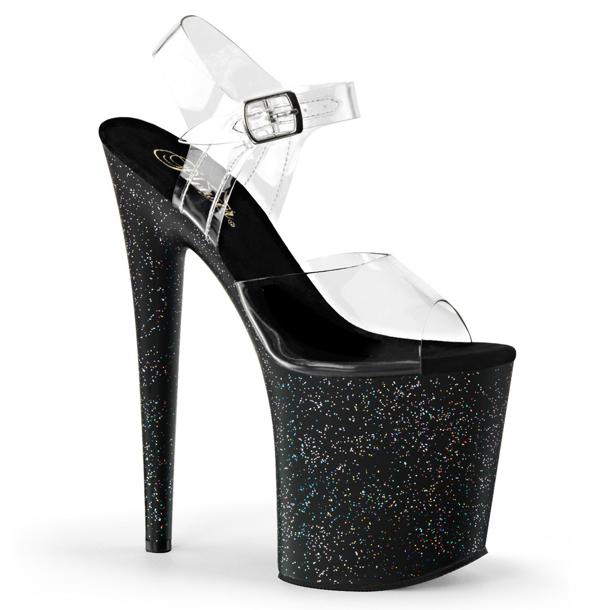 FLAMINGO-808MG Pleaser Clear Black 8 Inch Pole Dance Platform Shoes