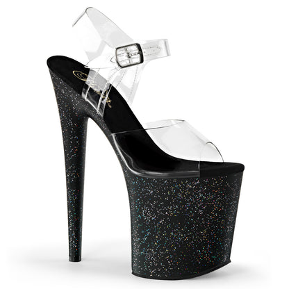 FLAMINGO-808MG Pleaser Clear Black 8 Inch Pole Dance Platform Shoes