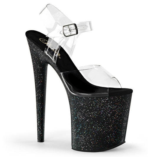 FLAMINGO-808MG Pleaser Clear Black 8 Inch Pole Dance Platform Shoes