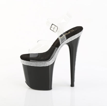 FLAMINGO-808MLS Pleaser Clear Black 8 Inch Exotic Dance Platform Shoes