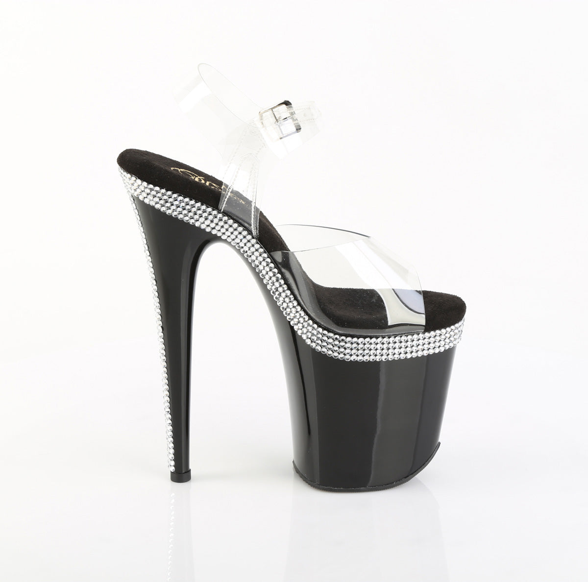 FLAMINGO-808MLS Pleaser Clear Black 8 Inch Exotic Dance Platform Shoes