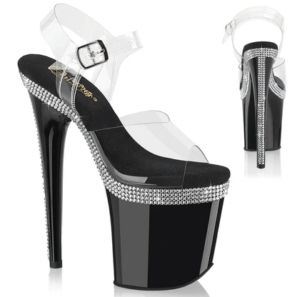 FLAMINGO-808MLS Pleaser Clear Black 8 Inch Exotic Dance Platform Shoes