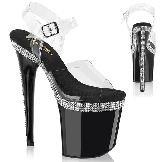 FLAMINGO-808MLS Pleaser Clear Black 8 Inch Exotic Dance Platform Shoes