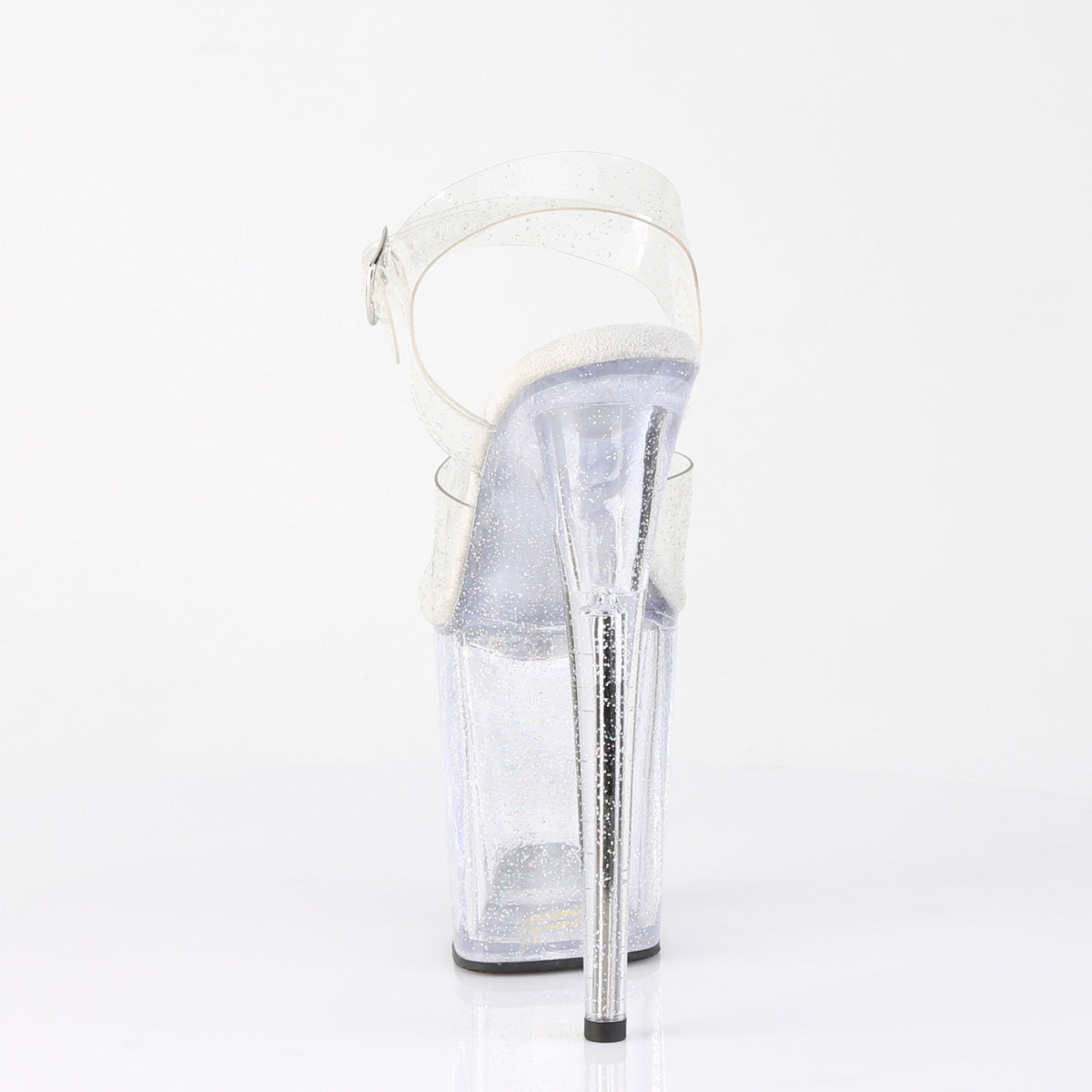 Pleaser FLAMINGO-808MMG Clear Glitter Platform Sandals - 8 Inch Heels