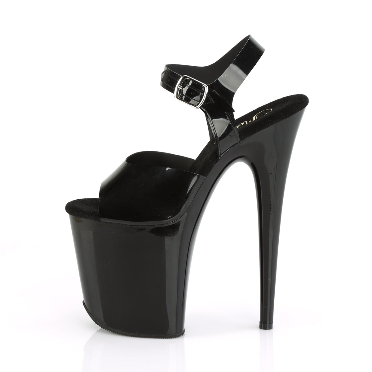 Pleaser FLAMINGO-808N Black (Jelly-Like) / Black Platform Sandals - 8 Inch Heels