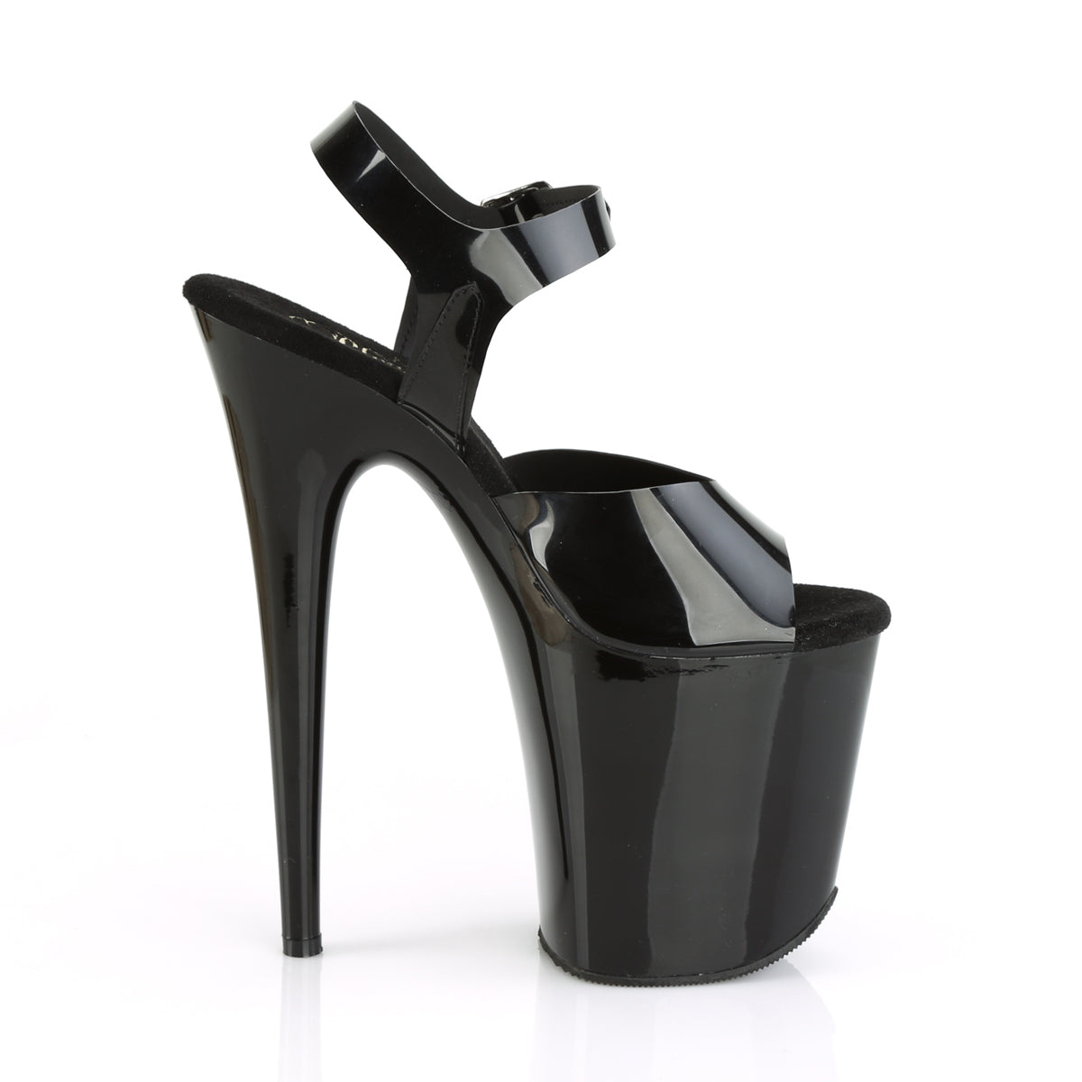 Pleaser FLAMINGO-808N Black (Jelly-Like) / Black Platform Sandals - 8 Inch Heels