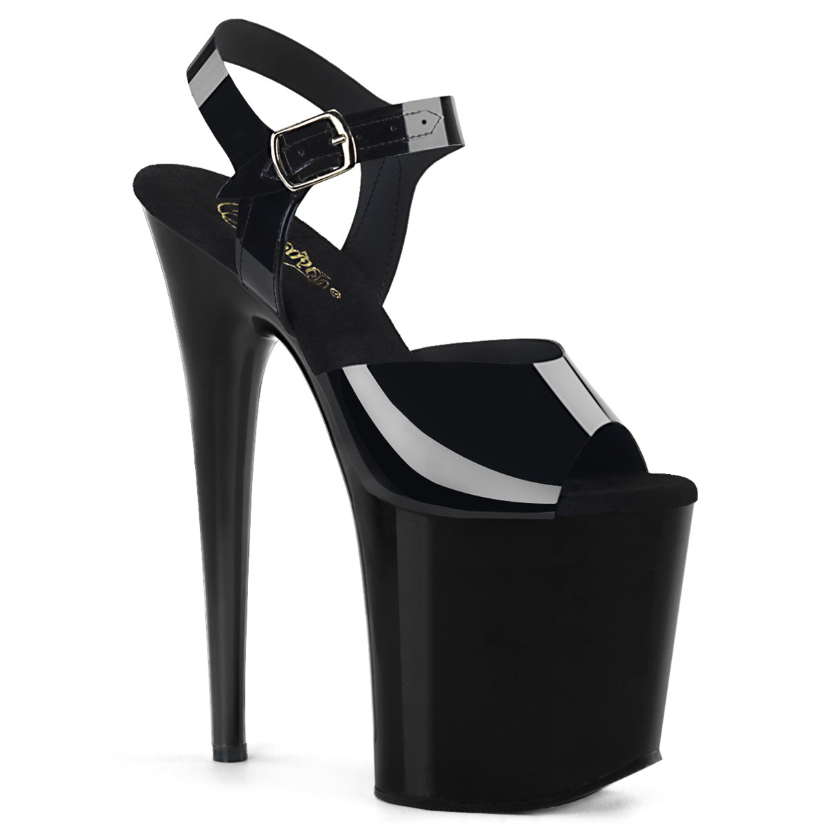 Pleaser FLAMINGO-808N Black (Jelly-Like) / Black Platform Sandals - 8 Inch Heels