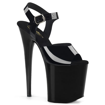 Pleaser FLAMINGO-808N Black (Jelly-Like) / Black Platform Sandals - 8 Inch Heels