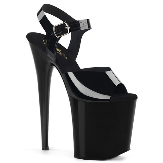 Pleaser FLAMINGO-808N Black (Jelly-Like) / Black Platform Sandals - 8 Inch Heels