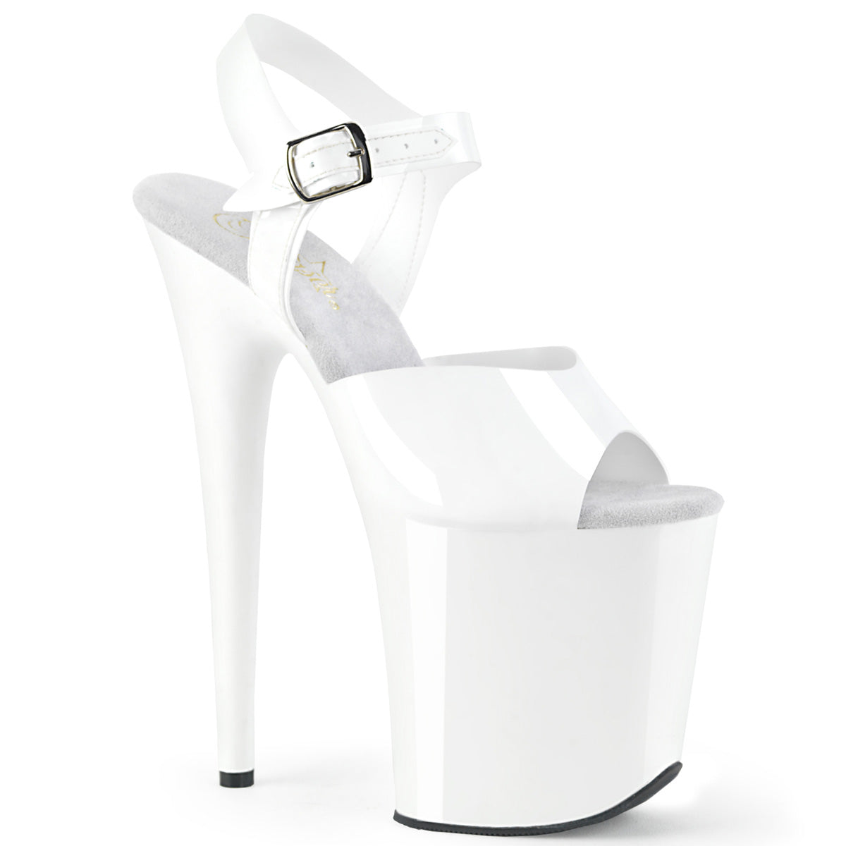 FLAMINGO-808N Pleaser 8" Heel White  Stripper Platforms High Heels
