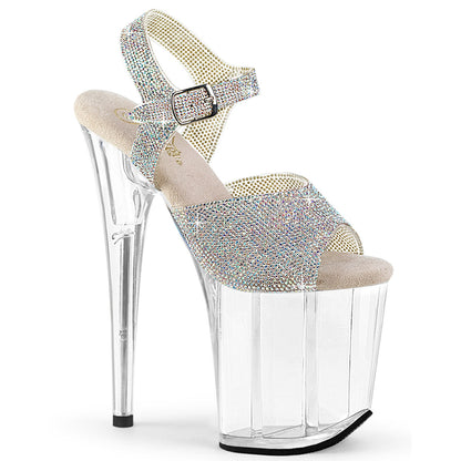 FLAMINGO-808N-RS Pleaser Silver 8 Inch Exotic Dance Platform Shoes